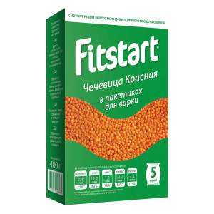 Чечевица красная Fitstart 5штх80г варочные пакеты