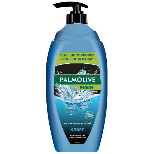 Гель для душа мужской Palmolive MEN Спорт Восстанавливающий с экстрактом цитрусовых 3 в 1 для тела, лица и волос 750 мл