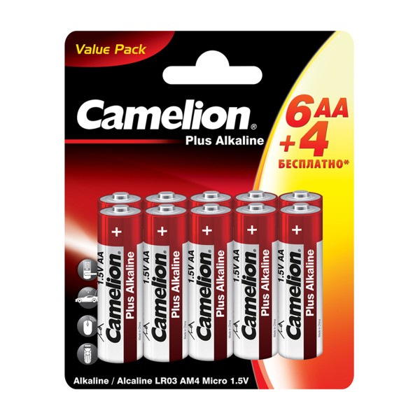 Батарейка Camelion Plus Alkaline LR6 6+4шт