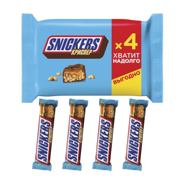 Шоколадный батончик Snickers Криспер мультиупаковка 160г