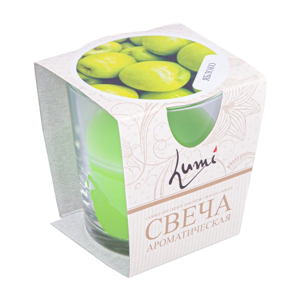 Свеча Lumi ароматическая в стеклянном стакане яблоко