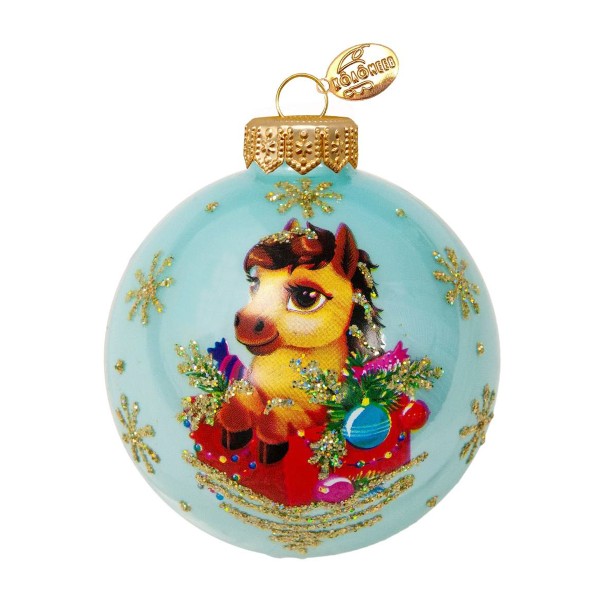 Шар новогодний Лошадка новогодняя 65мм Коломеев