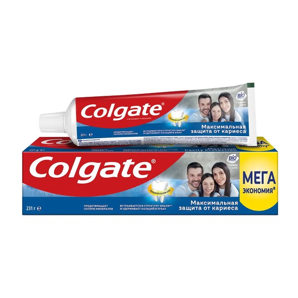 Зубная паста Colgate Максимальная защита от кариеса Свежая мята с комплексом кальция и фторида и технологий Calcium-lock для укрепления ослабленной эмали, защиты от кариеса и свежего дыхания 150 мл