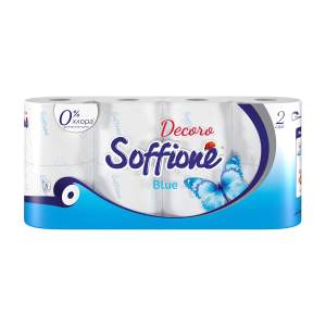 Бумага туалетная Soffione Decoro Blue 2 слоя 8 рулонов
