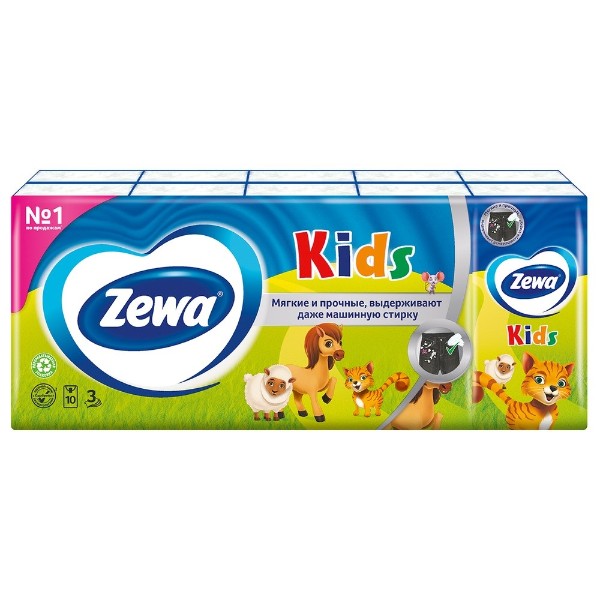 Детские платочки бумажные Zewa Kids 3 слоя 10шт