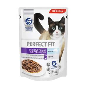 Корм для кошек Perfect Fit 75г для поддержания здоровья почек с лососем в соусе