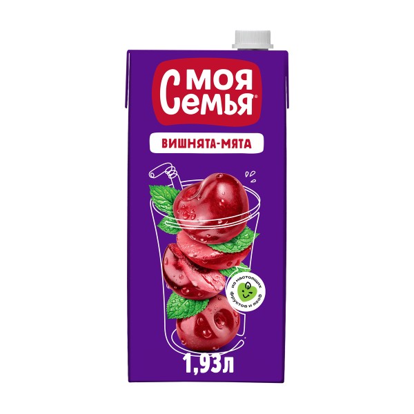 Напиток сокосодержащий Моя семья 1,93л вишнята-мята