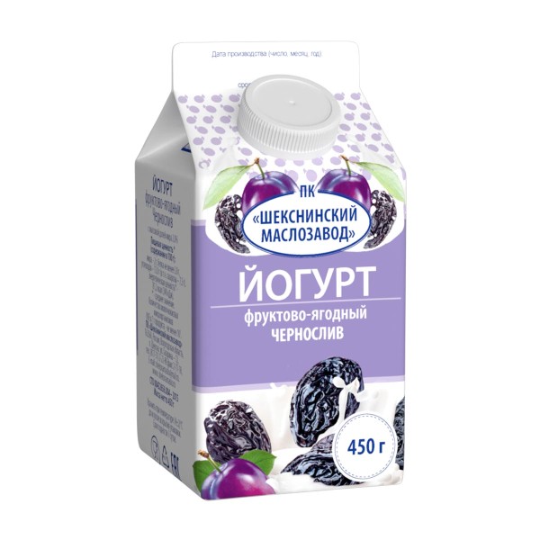 Йогурт фруктово-ягодный 2% Шекснинский маслозавод 450г чернослив БЗМЖ
