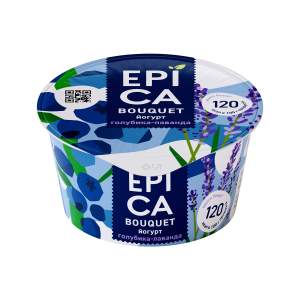 Йогурт Epica Bouquet Эрманн 4.8% 130гр БЗМЖ голубика и лаванда