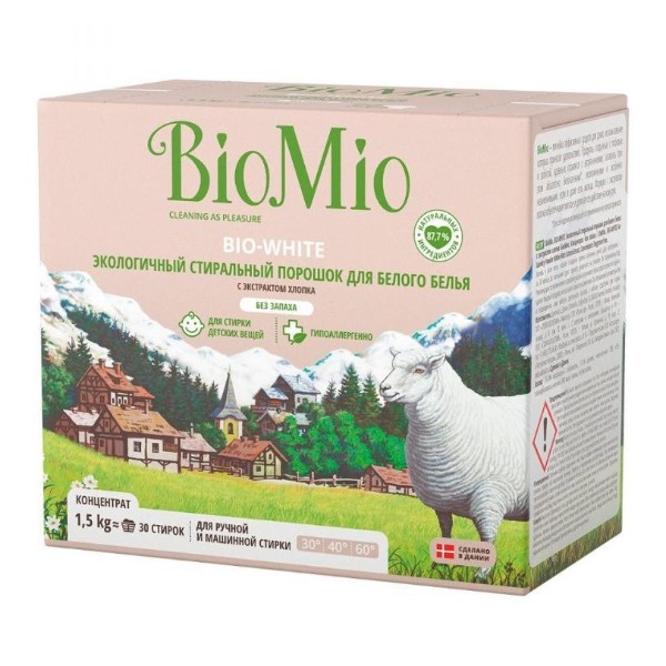 Порошок стиральный Biomio Bio-White для белого белья 1,5кг