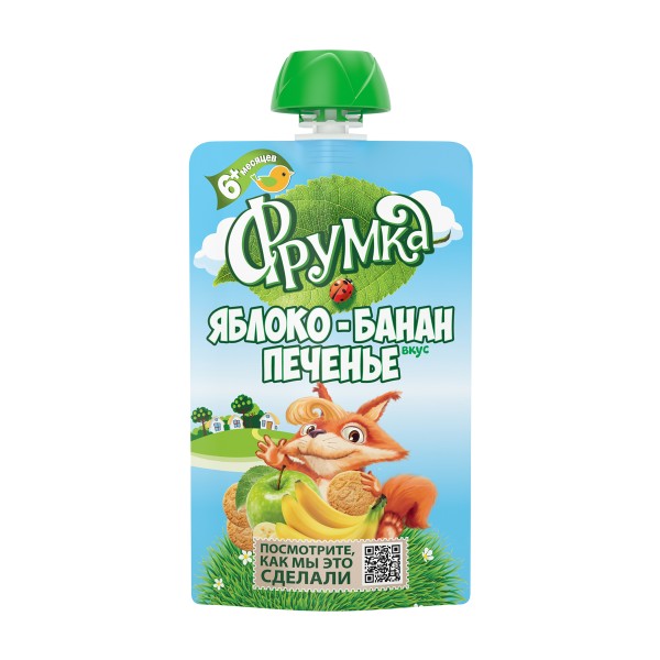 Пюре Фрумка 90г яблоко-банан-печенье