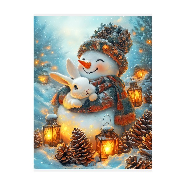 Набор для творчества Холст с красками 17х22см Рыжий кот Снеговичок с пушистым другом