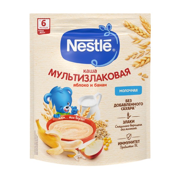 Каша сухая молочная Nestle 200г мультизлаковая с яблоком и бананом