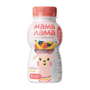 Йогурт Мама Лама питьевой 2,5% 200г клубника и банан БЗМЖ
