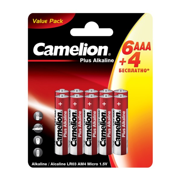 Батарейка Camelion Plus Alkaline LR03 6+4шт