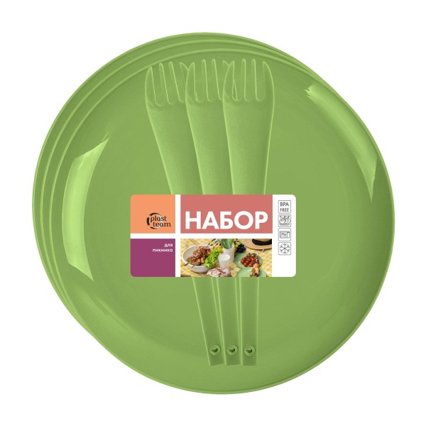 Набор для пикника Тарелки+вилки 3шт Plast Team