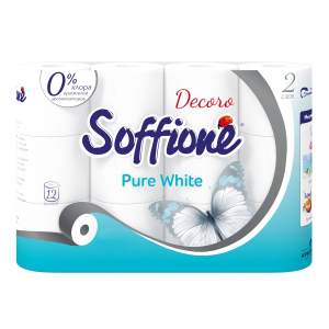 Бумага туалетная Soffione 2 слоя 12 рулонов белая