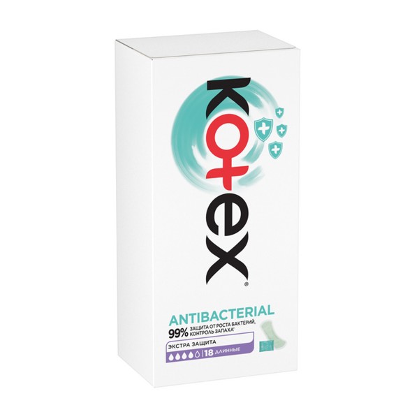 Прокладки гигиенические длинные ежедневные Кotex Аntibacterial 18шт