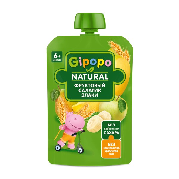 Пюре фруктовый салатик и злаки Gipopo 90г