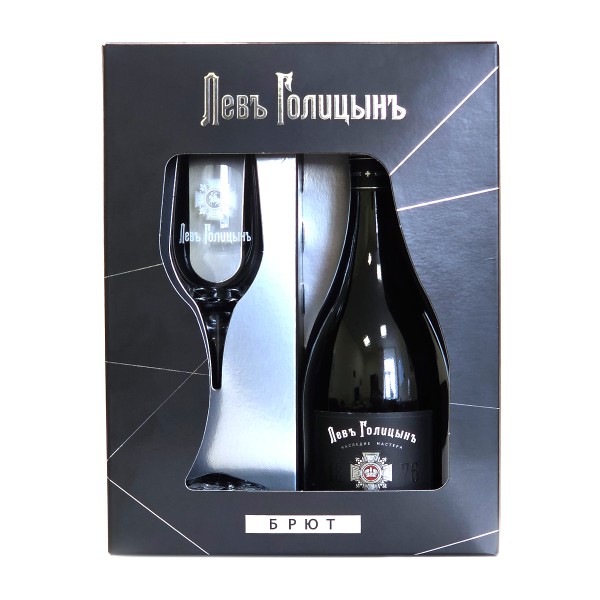 Вино игристое белое брют Левъ Голицынъ Коронационное 10-13% 0,75л +бокал