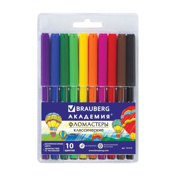 Фломастеры Академия 10 цветов Brauberg