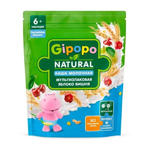 Каша сухая молочная мультизлаковая яблоко и вишня Gipopo170г БЗМЖ