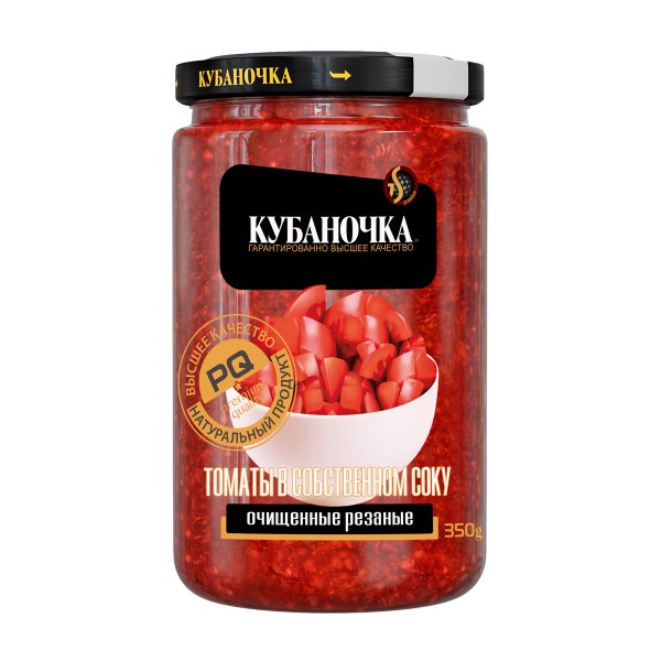 Томаты Кубаночка очищенные резаные в собственном соку 350г
