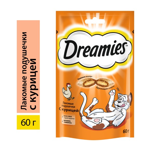 Лакомство Dreamies 60г для кошек с курицей