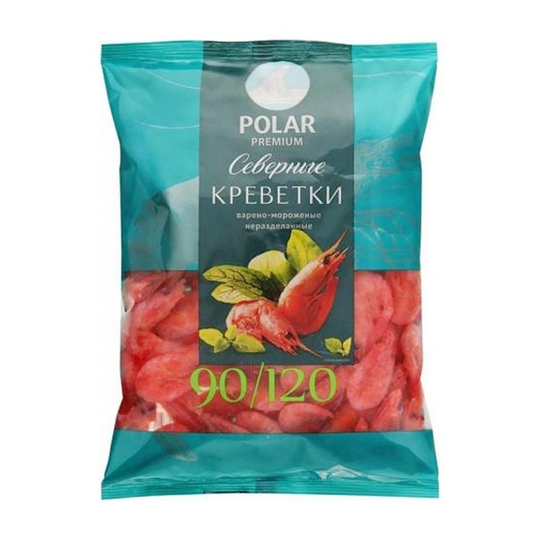 Креветки варено-мороженные 90/120 Polar 800г