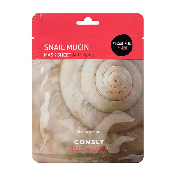 Маска для лица Consly тканевая daily solution 25мл с муцином улитки