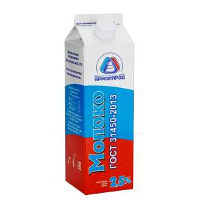 Молоко пастеризованное 2,5% Ярмолпрод 1000гр БЗМЖ