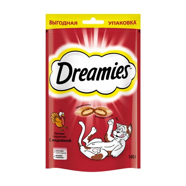 Лакомство Dreamies 140г для кошек с индейкой