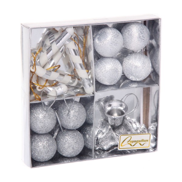 Набор украшений Новогоднее ассорти 13,5х13,5см серебро Серпантин