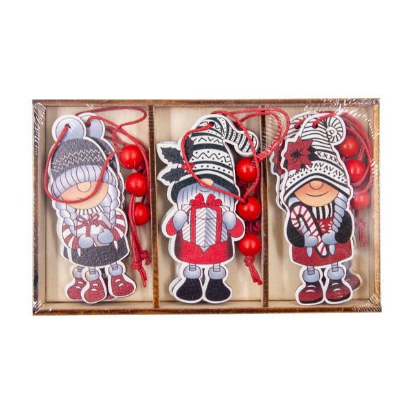 Набор подвесок деревянных Гномики 10,5см 6шт