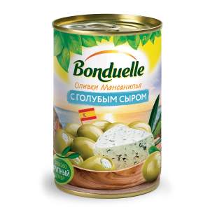 Оливки Мансанилья с голубым сыром Bonduelle 314мл