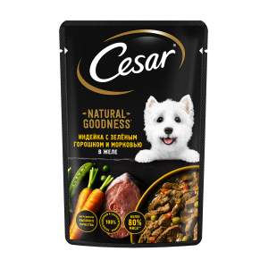 Корм для собак с индейкой, горохом и морковью в желе Cesar 80г