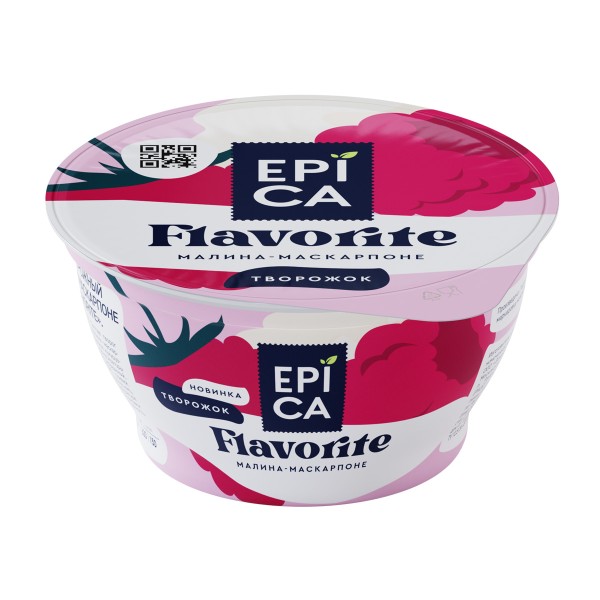 Десерт творожный Epica Flavorite 130г Эрманн 7,7% малина и маскарпоне