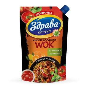 Кетчуп Здрава 350г кисло-сладкий wok