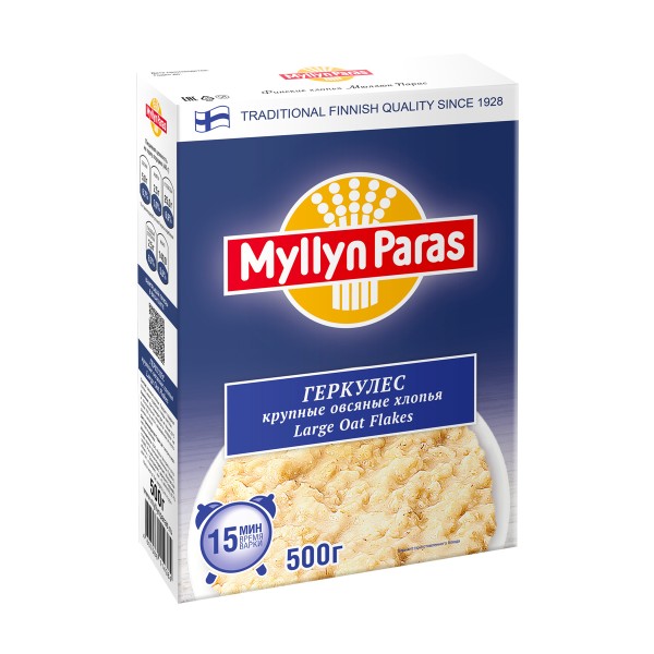 Хлопья овсяные крупные Геркулес Myllyn Paras 500г
