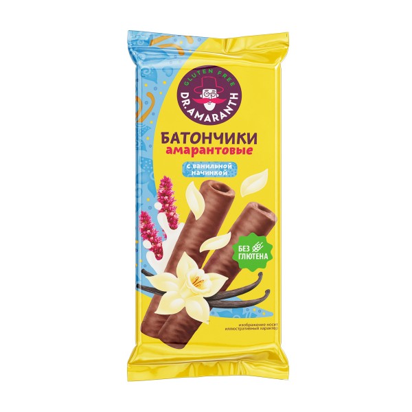 Батончики Dr.Amaranth амарантовые в глазури 19г с ванильной начинкой
