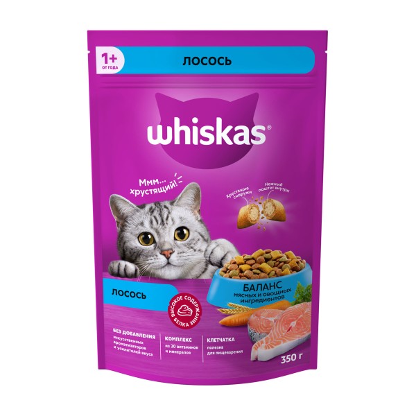 Корм для кошек с нежным паштетом  Аппетитный обед Whiskas 350г с лососем