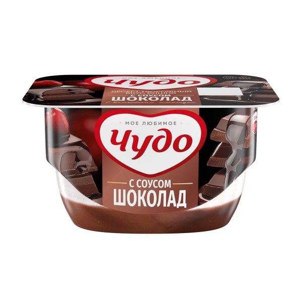 Десерт творожный Чудо 4,4% 100 г вкус вишня с соусом шоколад БЗМЖ