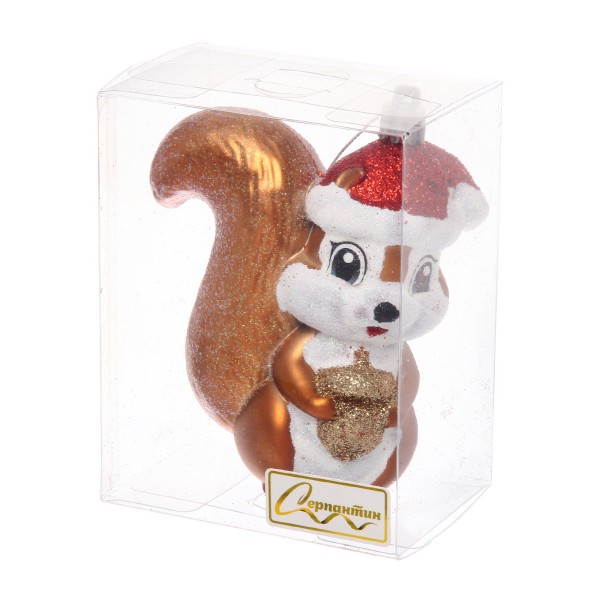 Игрушка елочная Белочка в колпачке 8х6х10см Серпантин