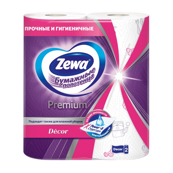 Полотенца бумажные Zewa Premium Декор 2 слоя 2 рулона