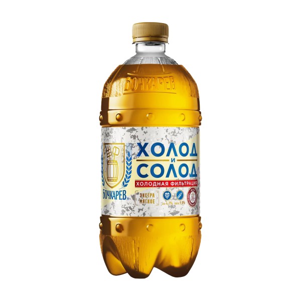Пиво светлое Бочкарев Холод и солод 4,1% 0,95л