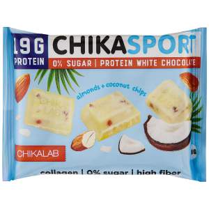 Шоколад Chika sport белый с миндалем и кокосовыми чипсами Сhikalab 100г