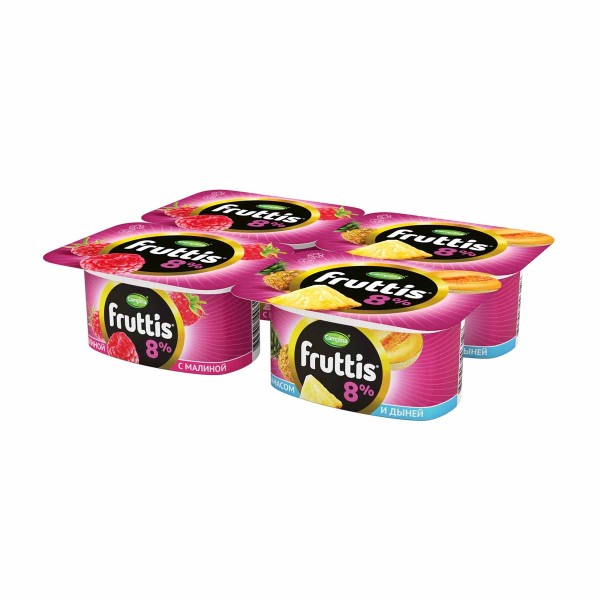 Продукт йогуртный Fruttis Супер экстра 8% 115г малина, ананас-дыня БЗМЖ