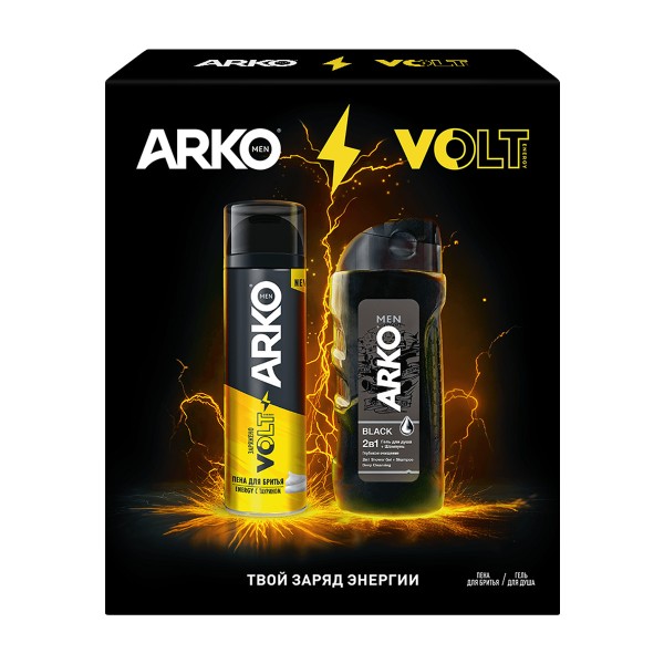 Набор подарочный Arko: Пена для бритья Energy 200мл, гель для душа Black 260мл