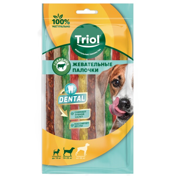 Лакомства для собак Triol Палочки жевательные микс dental 80г