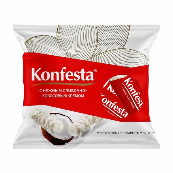 Конфеты глазированные Konfesta с кокосовой начинкой 180г